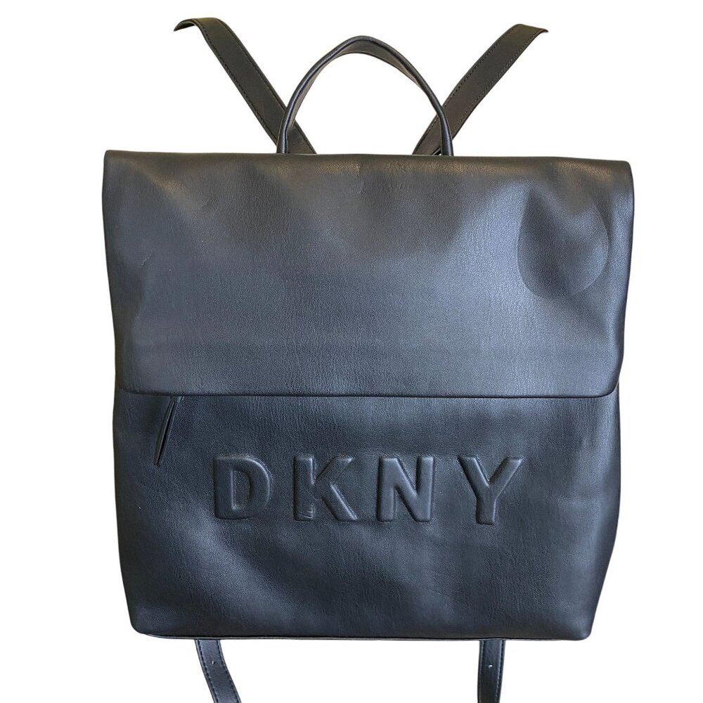 DKNY Tilly vegan leather backpack Logo embossed Black City‎ Career Travel